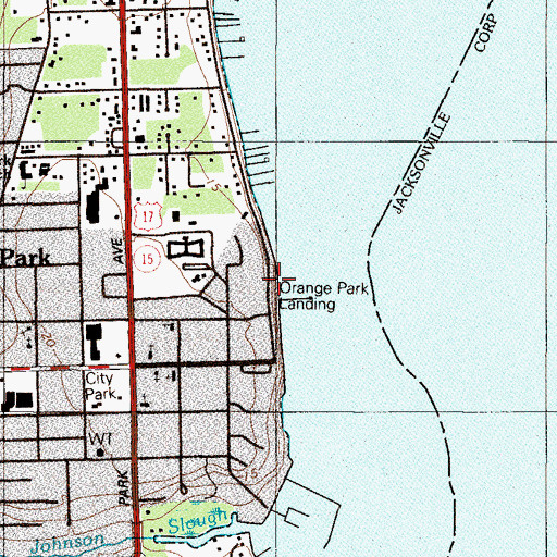 Topographic Map of Orange Park Landing, FL
