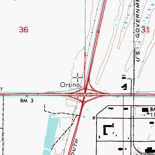 Topographic Map of Orsino, FL