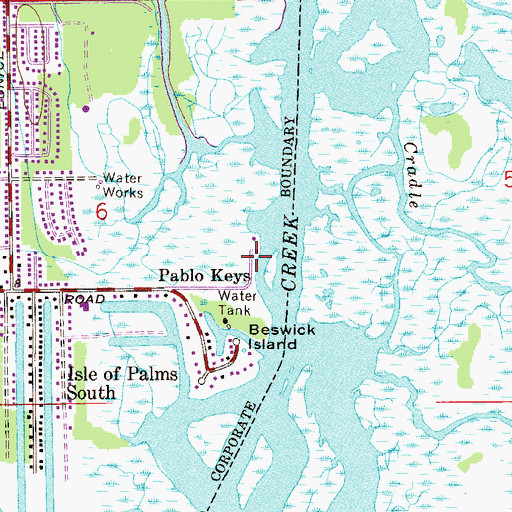 Topographic Map of Pablo Keys, FL
