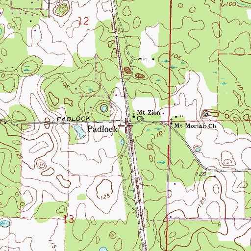 Topographic Map of Padlock, FL