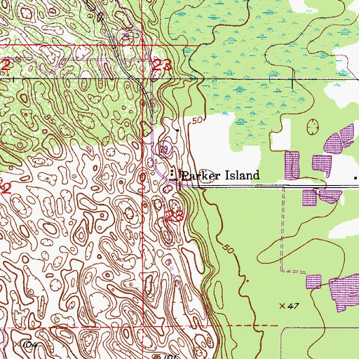 Topographic Map of Parker Island, FL