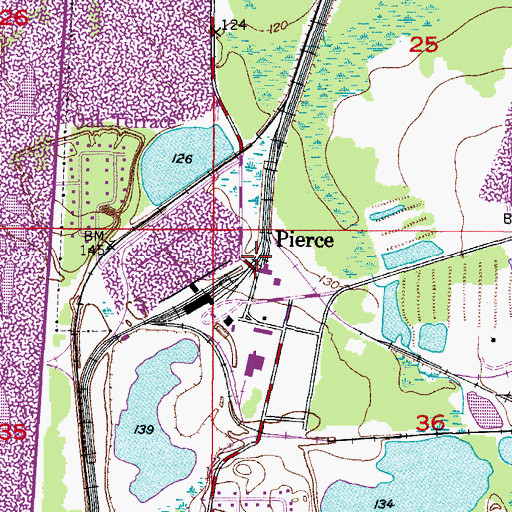 Topographic Map of Pierce, FL