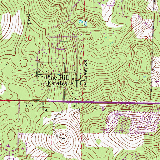 Topographic Map of Pine Hill Estates, FL