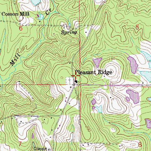 Topographic Map of Pleasant Ridge, FL