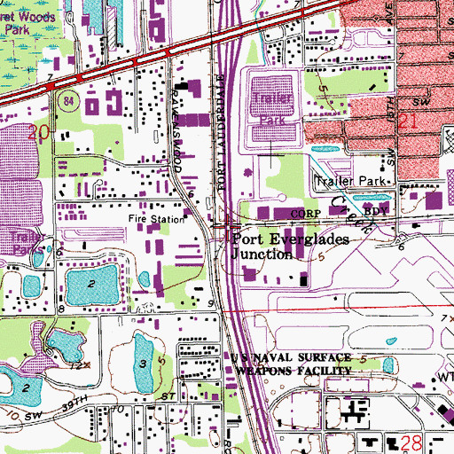 Topographic Map of Port Everglades Junction, FL