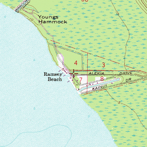 Topographic Map of Ramsey Beach, FL