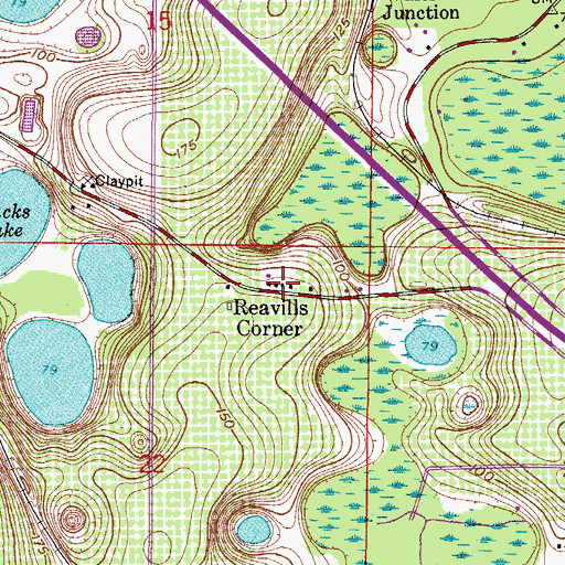 Topographic Map of Reavills Corner, FL