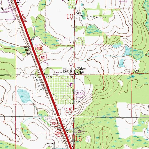 Topographic Map of Rex, FL