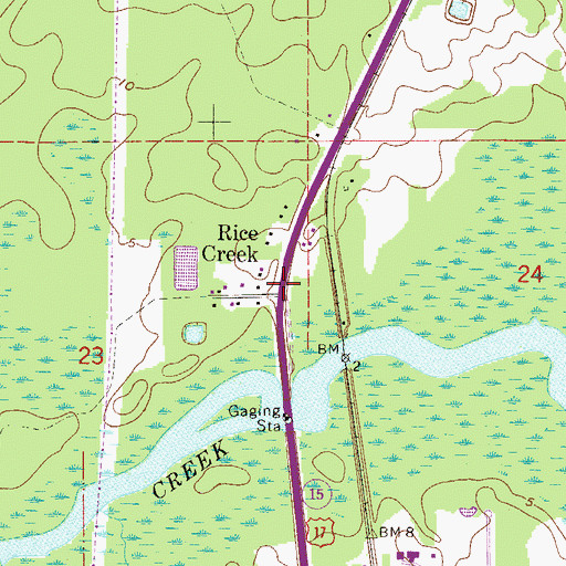Topographic Map of Rice Creek, FL
