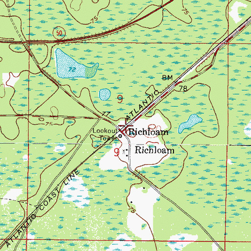 Topographic Map of Richloam, FL