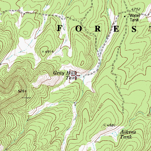 Topographic Map of Gray Hills Tank, AZ