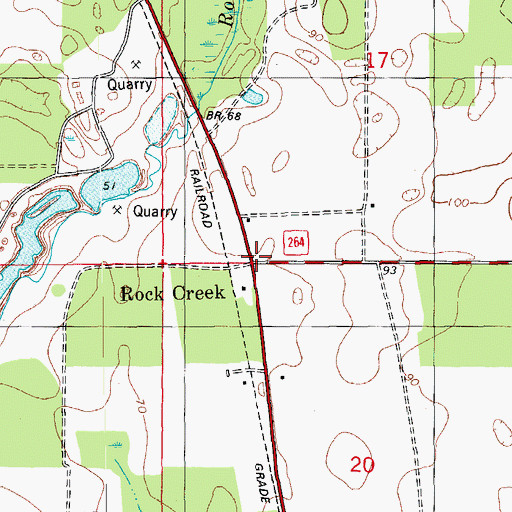Topographic Map of Rock Creek, FL
