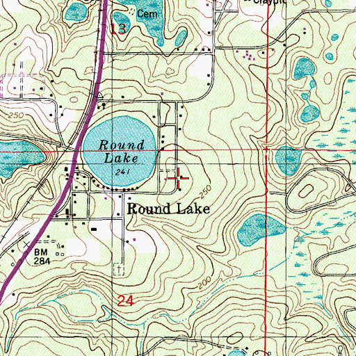 Topographic Map of Round Lake, FL