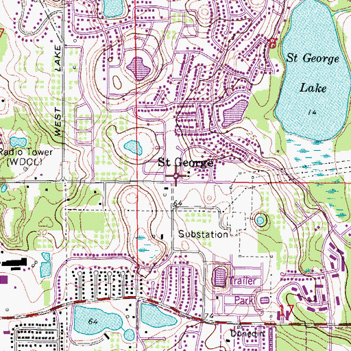 Topographic Map of Saint George, FL