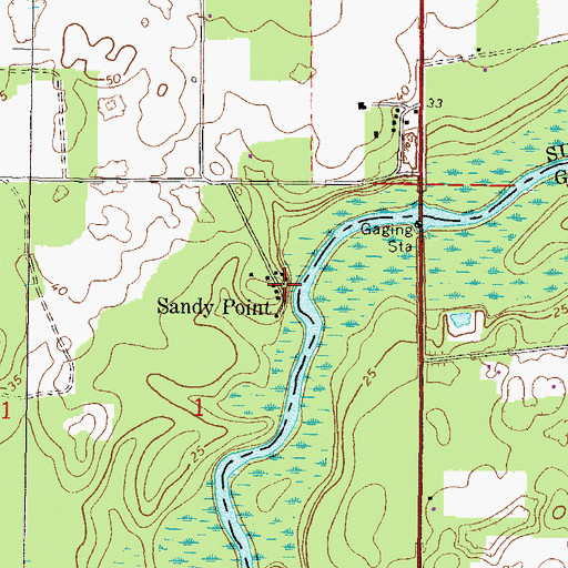 Topographic Map of Sandy Point, FL