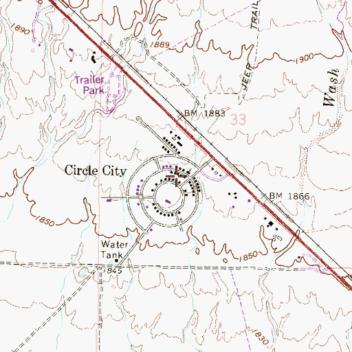 Topographic Map of Circle City, AZ