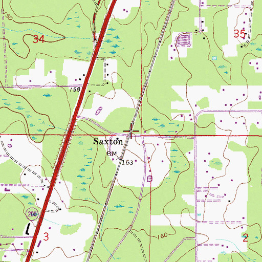 Topographic Map of Saxton, FL