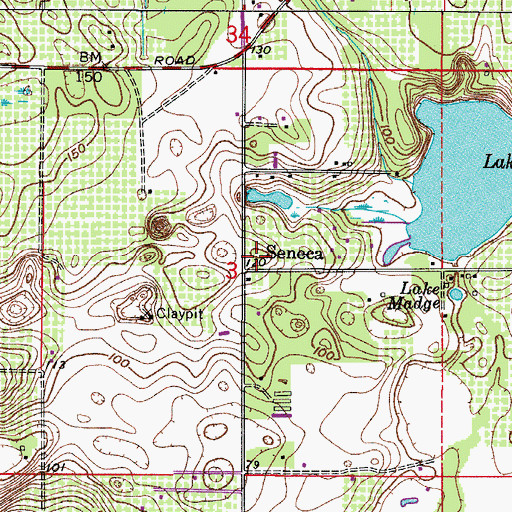 Topographic Map of Seneca, FL