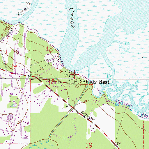 Topographic Map of Shady Rest, FL