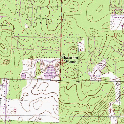 Topographic Map of Shannon Wood, FL