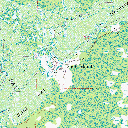 Topographic Map of Shell Island, FL