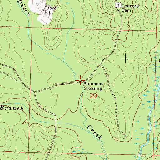 Topographic Map of Simmons Crossing, FL