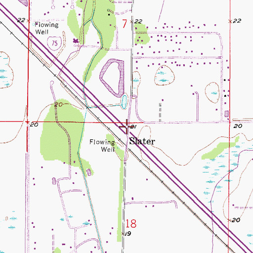 Topographic Map of Slater, FL