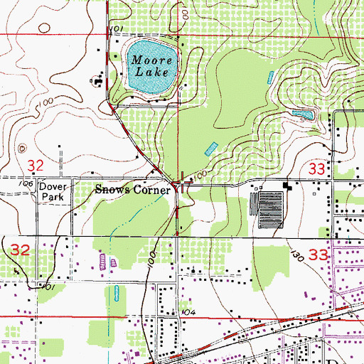 Topographic Map of Snows Corner, FL