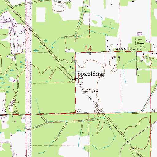 Topographic Map of Spaulding, FL