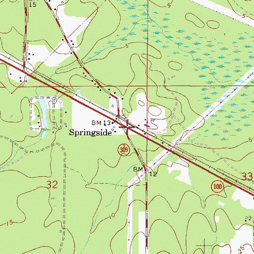 Topographic Map of Springside, FL