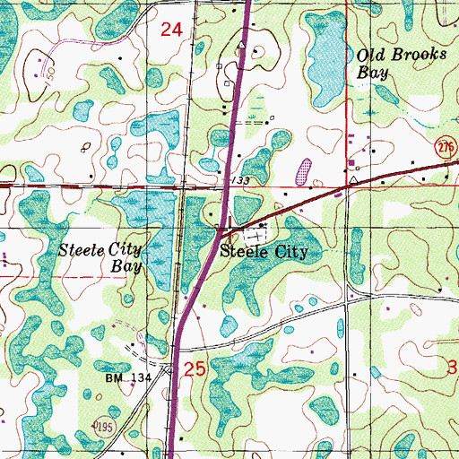 Topographic Map of Steele City, FL