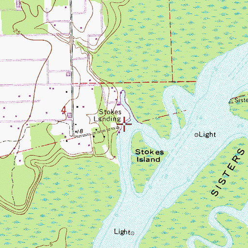 Topographic Map of Stokes Landing, FL