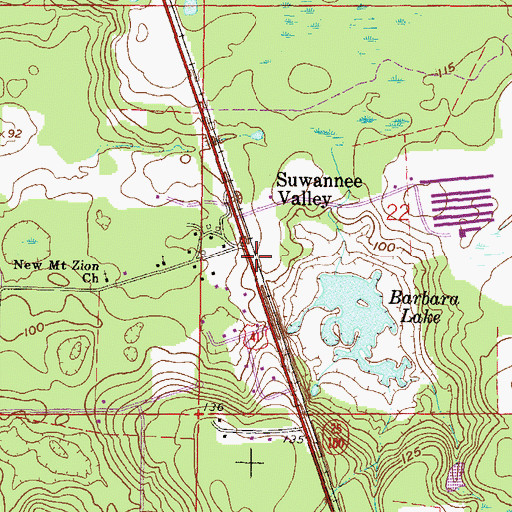 Topographic Map of Suwannee Valley, FL