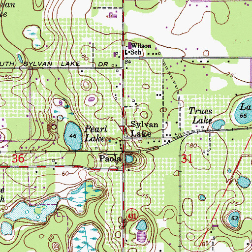 Topographic Map of Sylvan Lake, FL