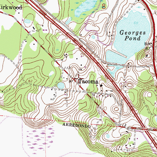 Topographic Map of Tacoma, FL