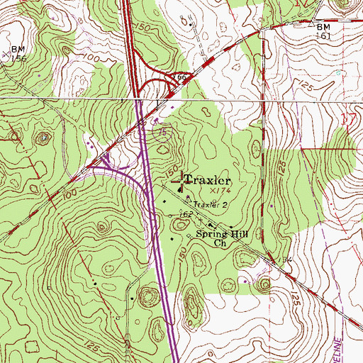 Topographic Map of Traxler, FL