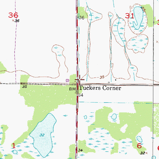 Topographic Map of Tuckers Corner, FL