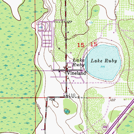 Topographic Map of Vineland, FL