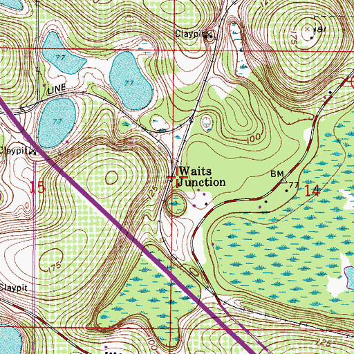 Topographic Map of Waits Junction, FL
