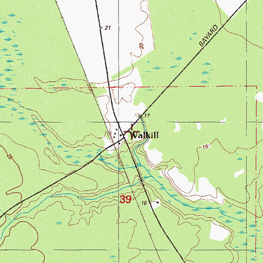 Topographic Map of Walkill, FL