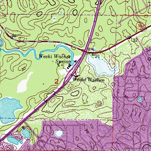 Topographic Map of Weeki Wachee, FL