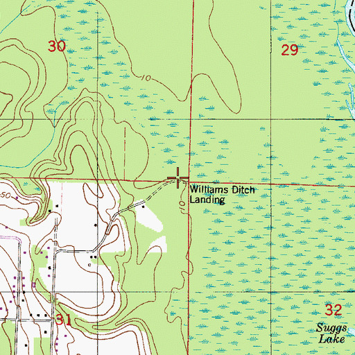 Topographic Map of Williams Ditch Landing, FL