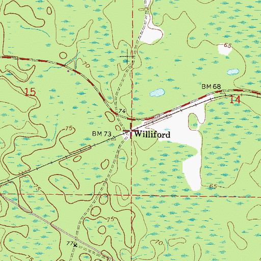 Topographic Map of Williford, FL