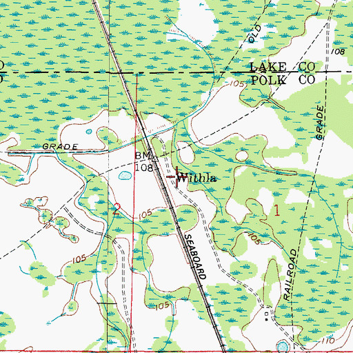 Topographic Map of Withla, FL