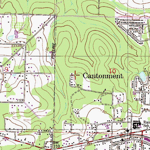 Topographic Map of Escambia County, FL