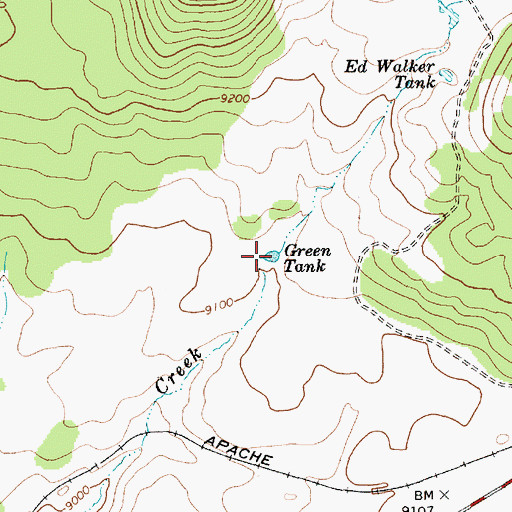 Topographic Map of Green Tank, AZ