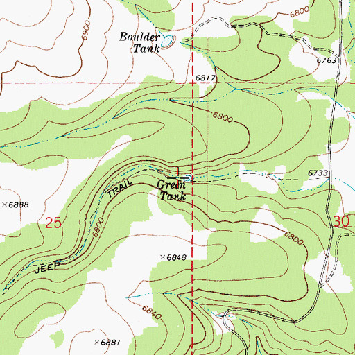 Topographic Map of Green Tank, AZ