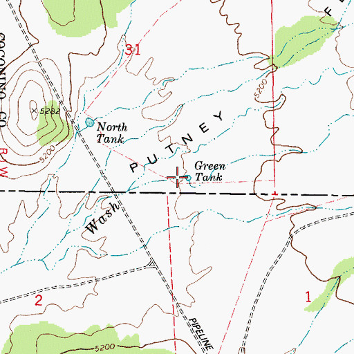 Topographic Map of Green Tank, AZ