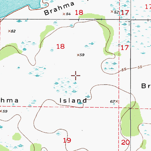 Topographic Map of Brahma Island, FL