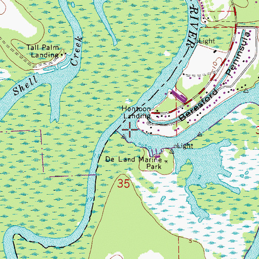 Topographic Map of Hontoon Landing, FL